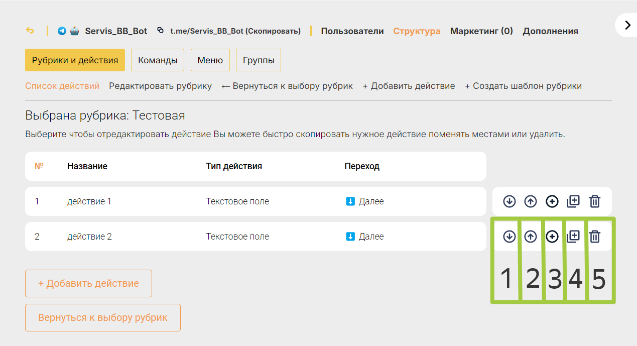 Действия