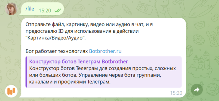 Как отправить медиафайл по ID?